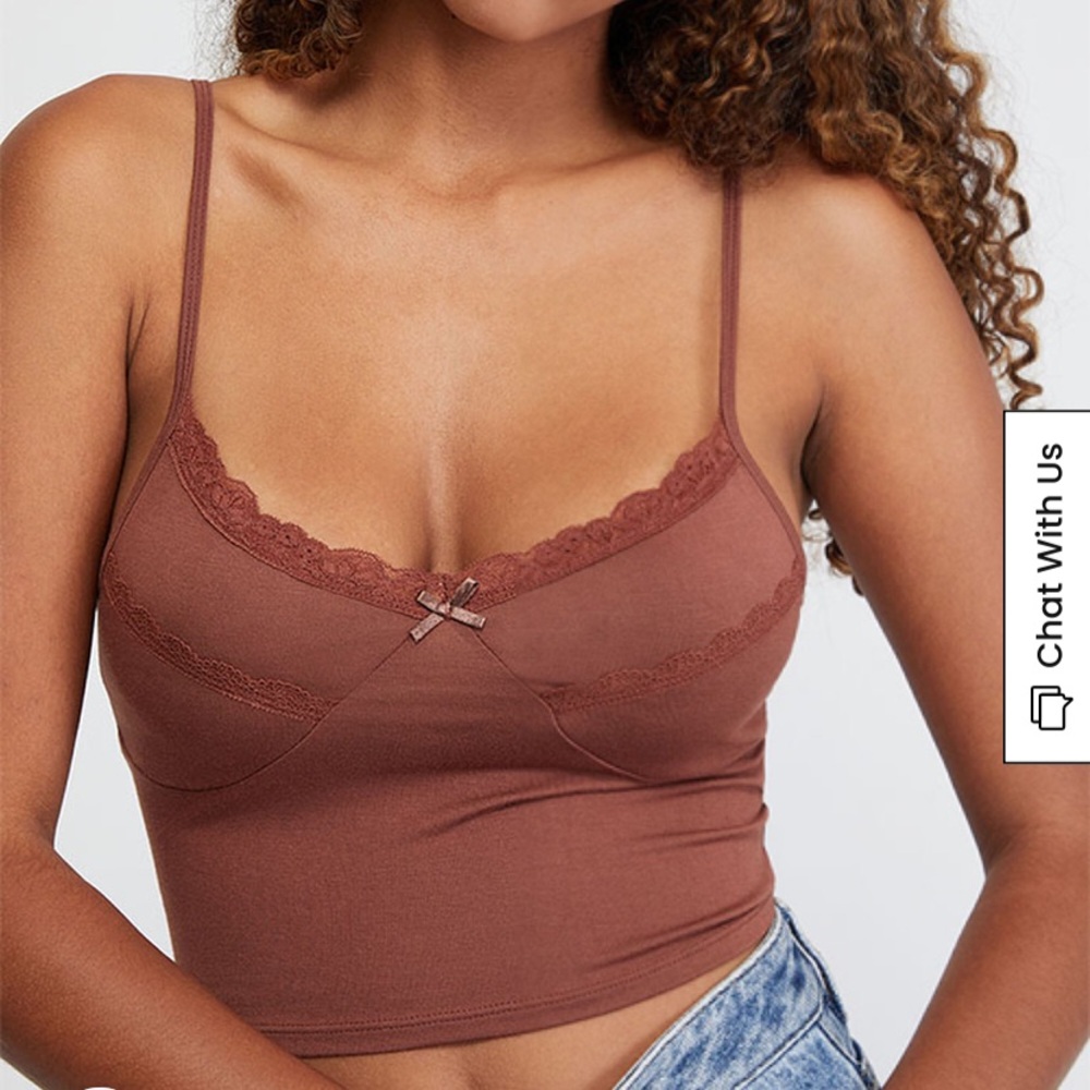 Women's Brown Lace Trim PacCares Tank